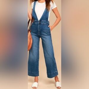 Free People A-Line Medium Wash Overalls Size 0